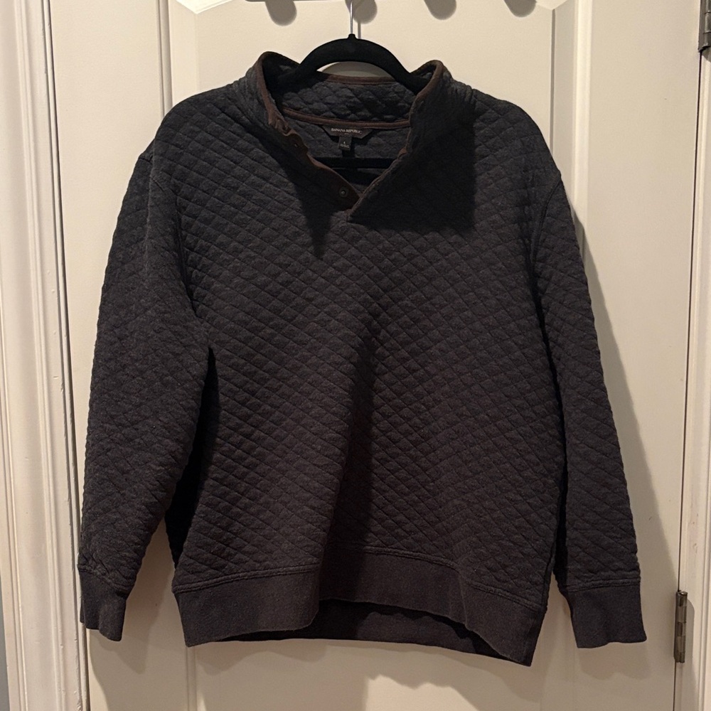 Banana Republic Quilted Crewneck Sweater - Charcoal